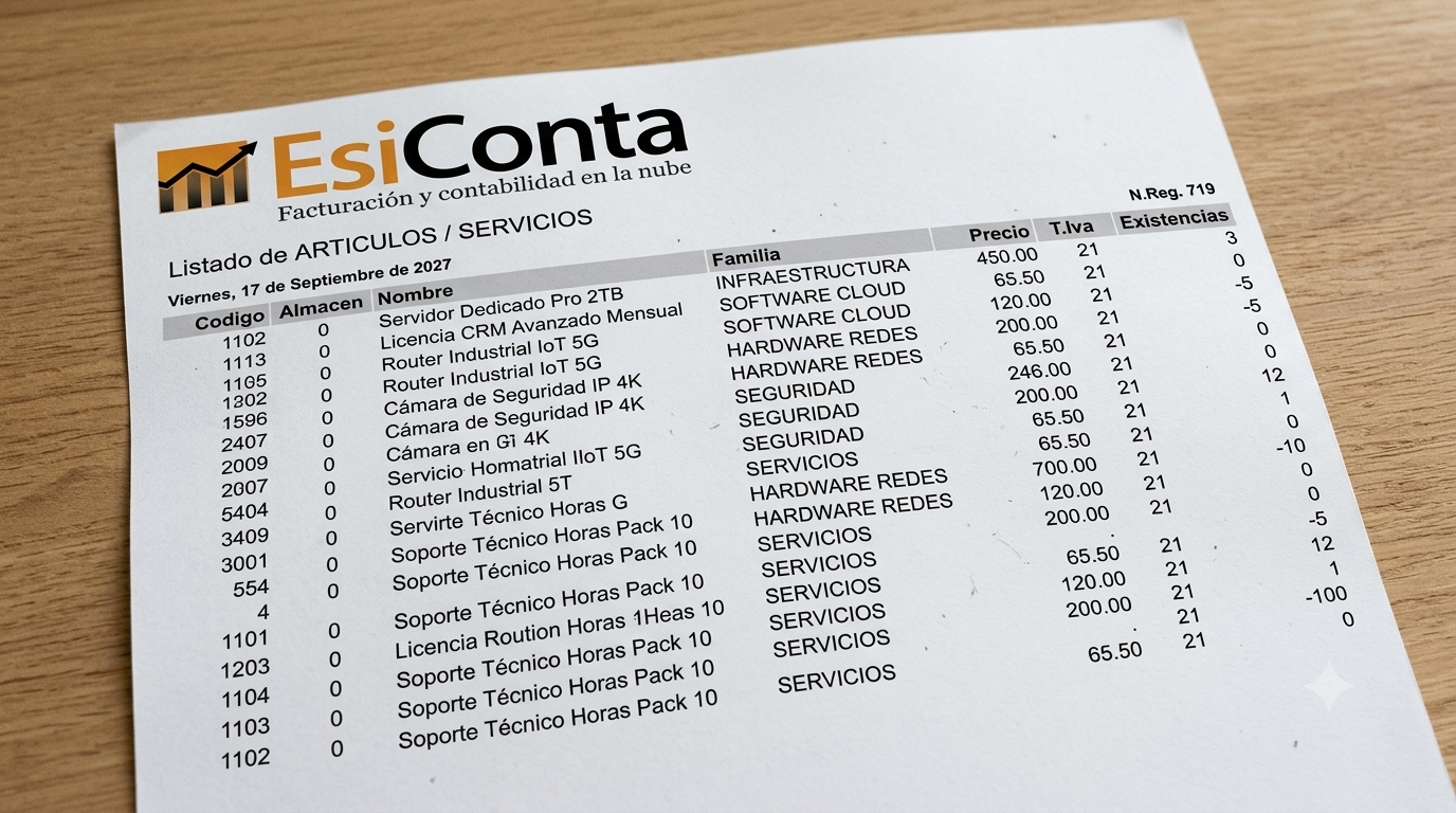 Listado de artículos de EsiConta